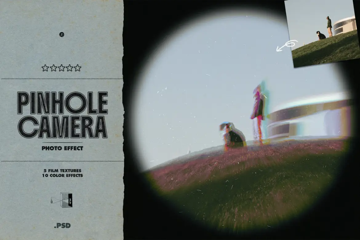 针孔相机照片特效PSD模板 Pinhole Camera Photo Effect