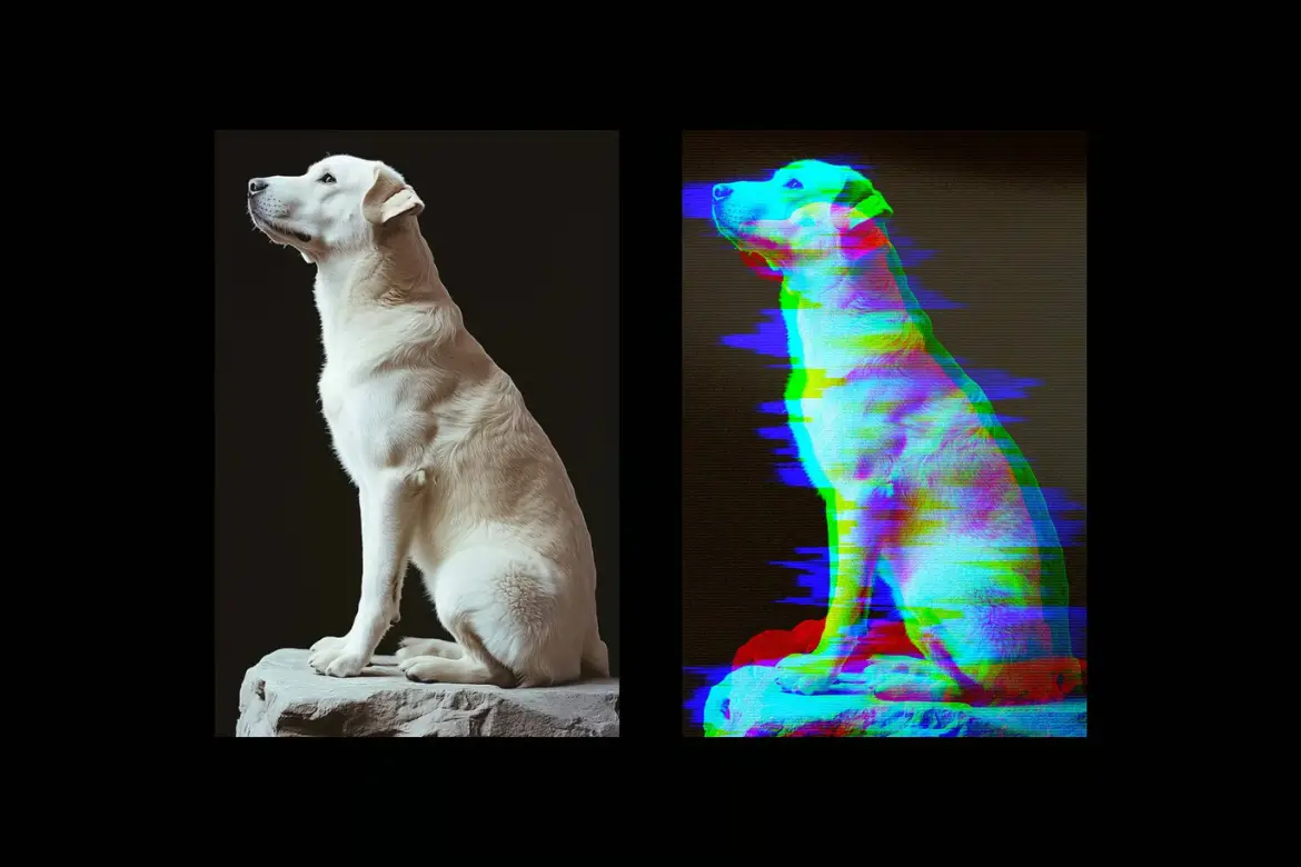 故障扭曲照片特效PSD模板 Glitch Distortion Photo Effect