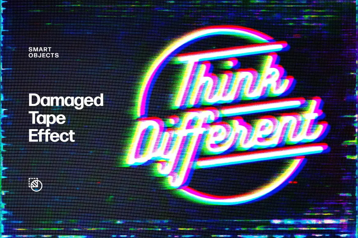 破损磁带文字特效PSD模板 Damaged Tape Text Effect