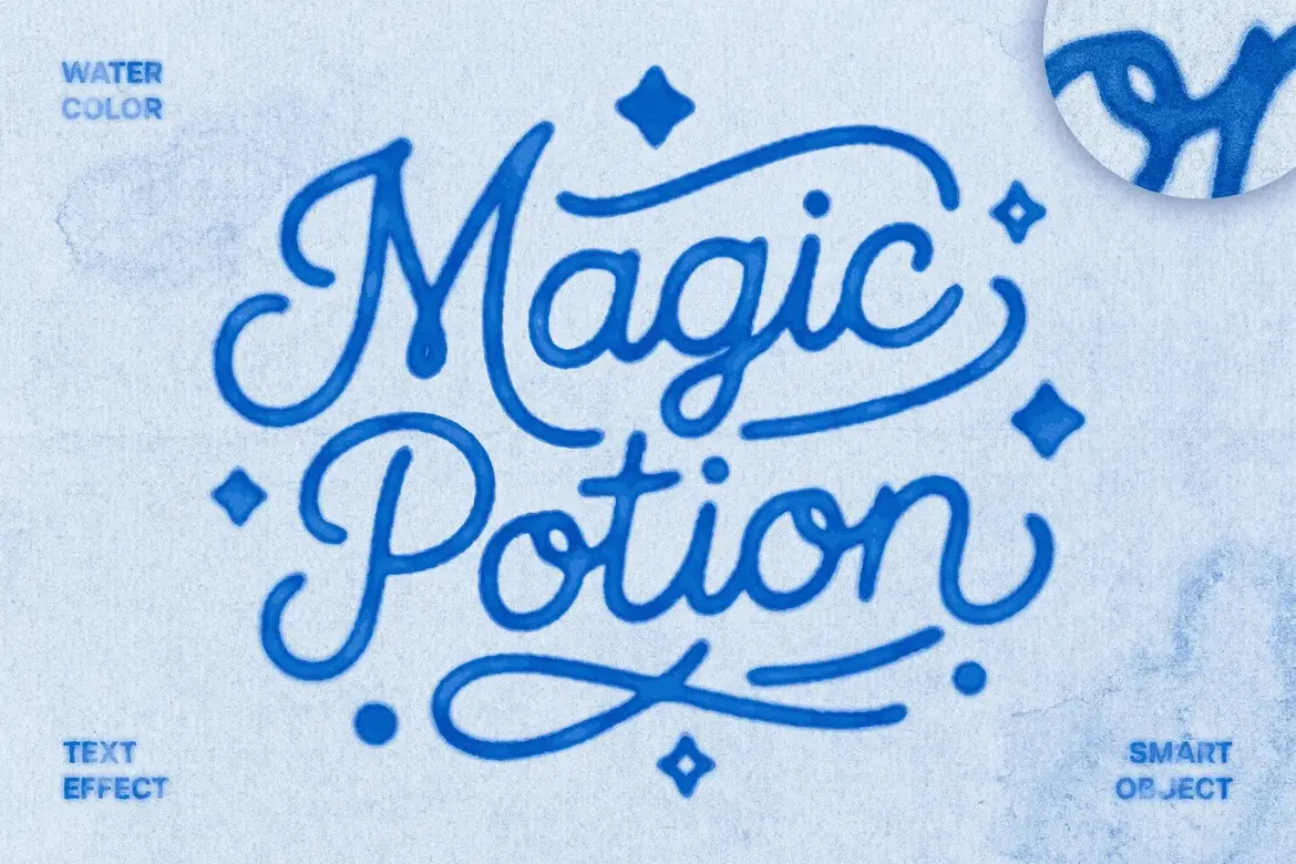 水彩文字特效PSD模板 Watercolor Text Effect