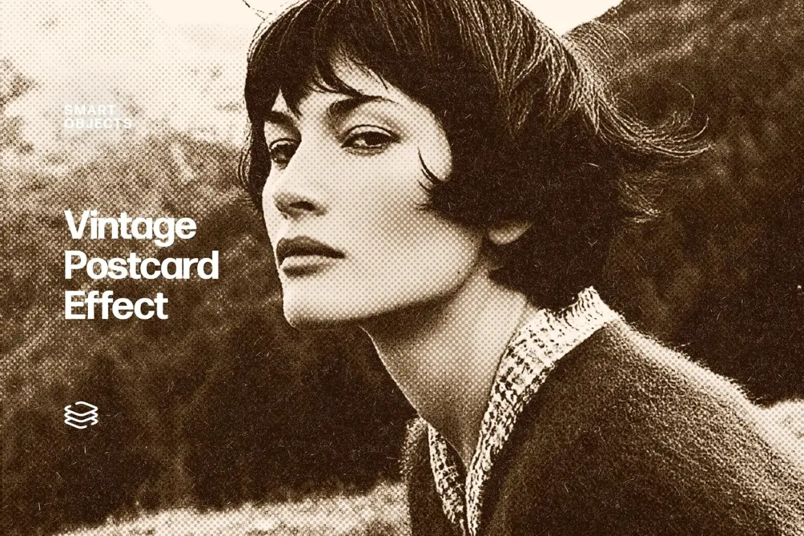 复古明信片照片特效PSD模板 Vintage Postcard Effect