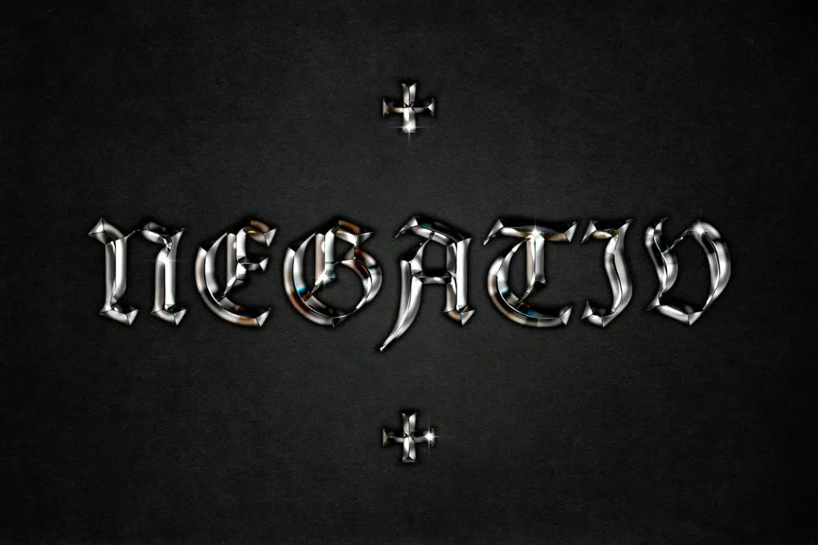 暗黑哥特镀铬文字特效PSD模板 Dark Gothic Chrome Text Effect