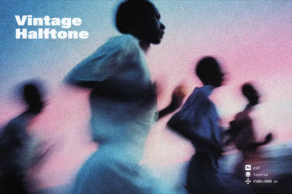 复古半调照片特效PSD模板 Vintage Halftone Photo Effect