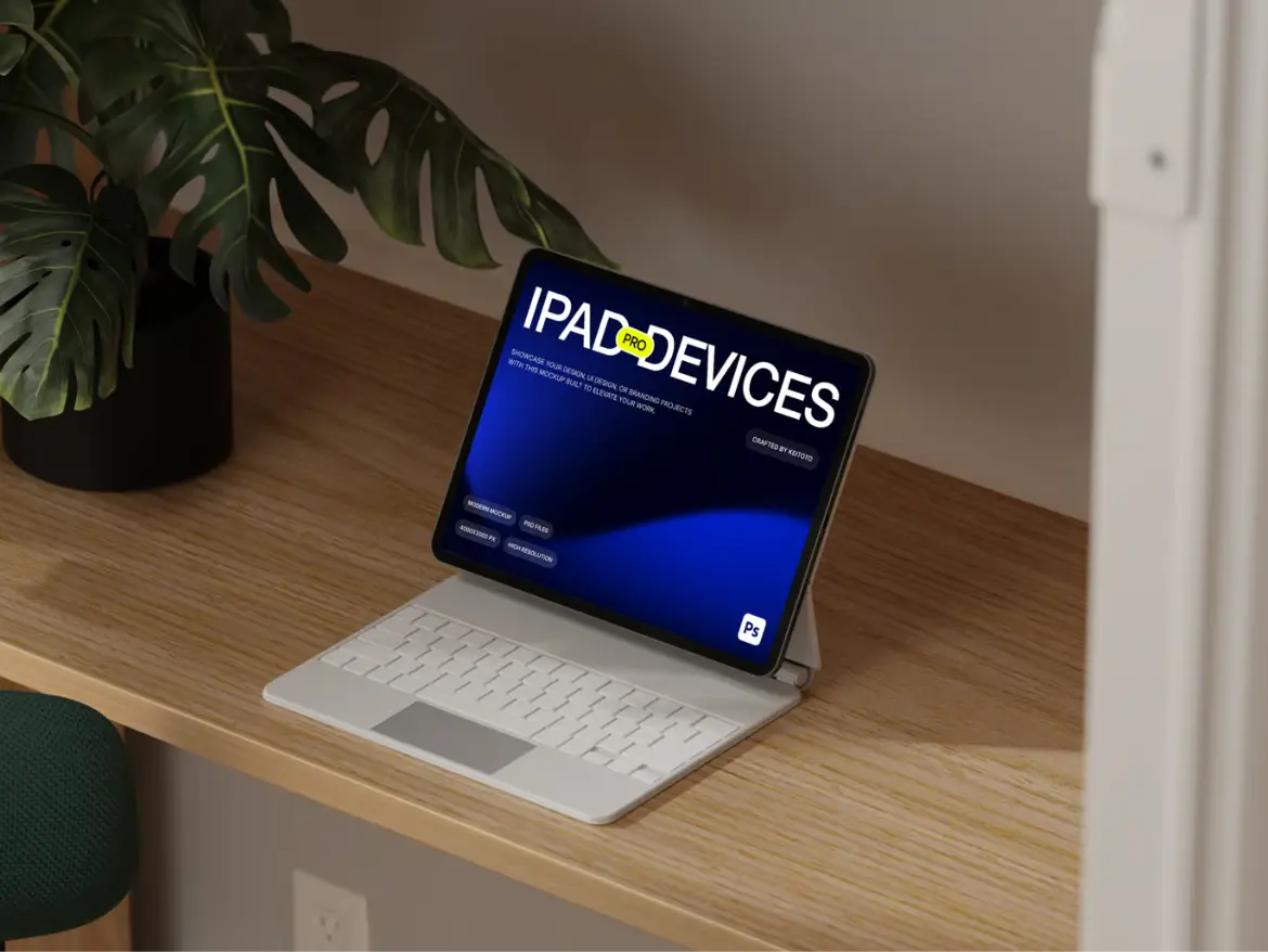 iPad Pro现代混合办公场景样机PSD模板 iPad Pro Mockup: Modern Hybrid Office Set