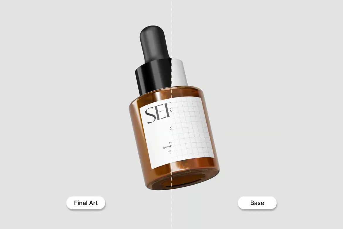 化妆品精华液滴管瓶样机PSD模板 Cosmetic Serum Dropper Bottle Mockup