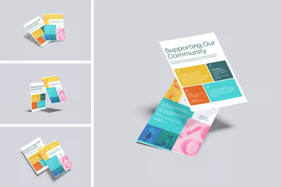 A4传单样机PSD模板 A4 Leaflet Template