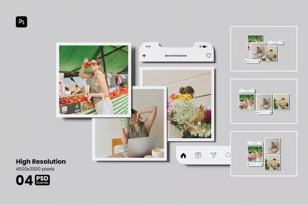 高质量社交媒体帖子样机PSD模板 High Quality Social Media Post Mockup