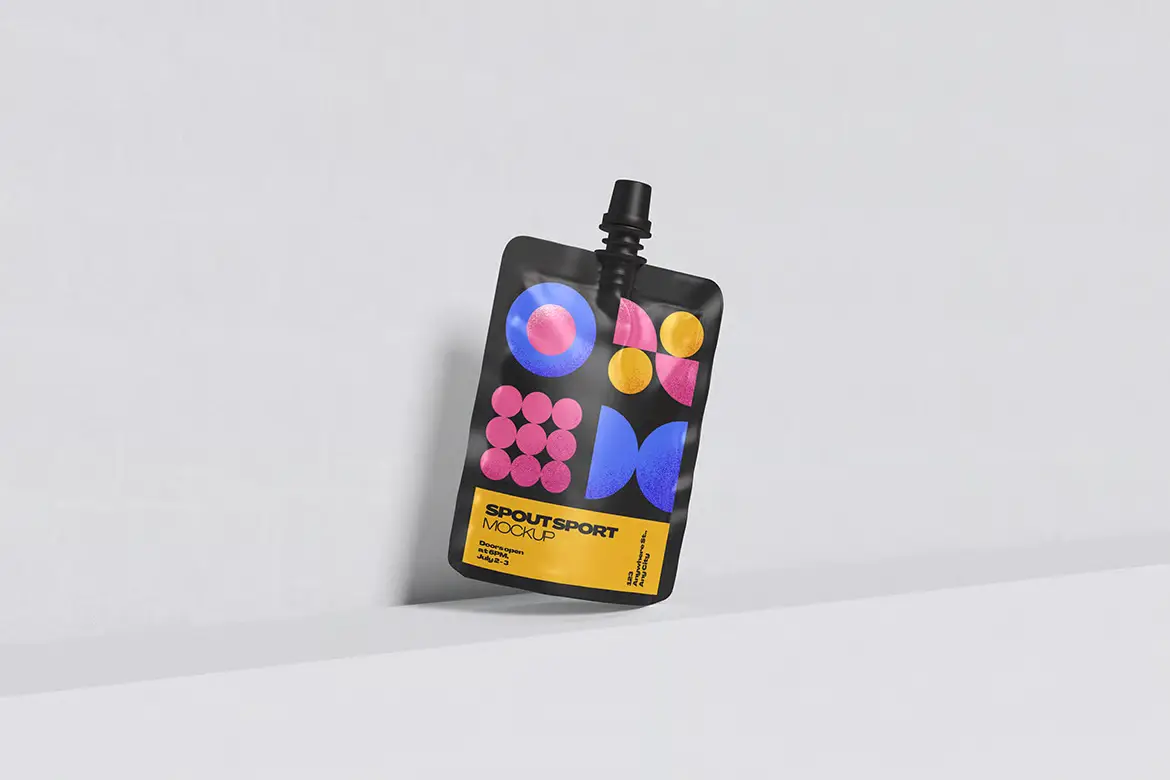 高品质吸嘴袋样机PSD模板 High Quality Spout Pouch Mockup