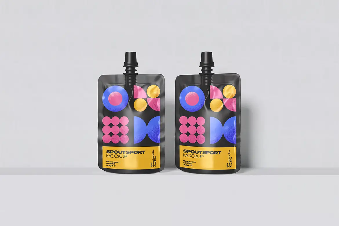 高品质吸嘴袋样机PSD模板 High Quality Spout Pouch Mockup