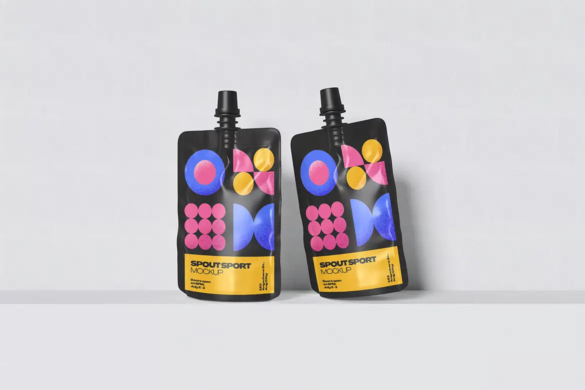 高品质吸嘴袋样机PSD模板 High Quality Spout Pouch Mockup