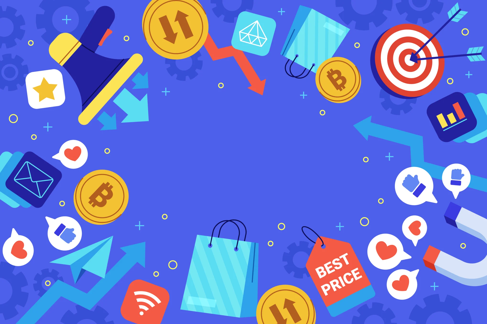 电商成功数字营销矢量插画素材 E-Commerce Success Digital Marketing Vector