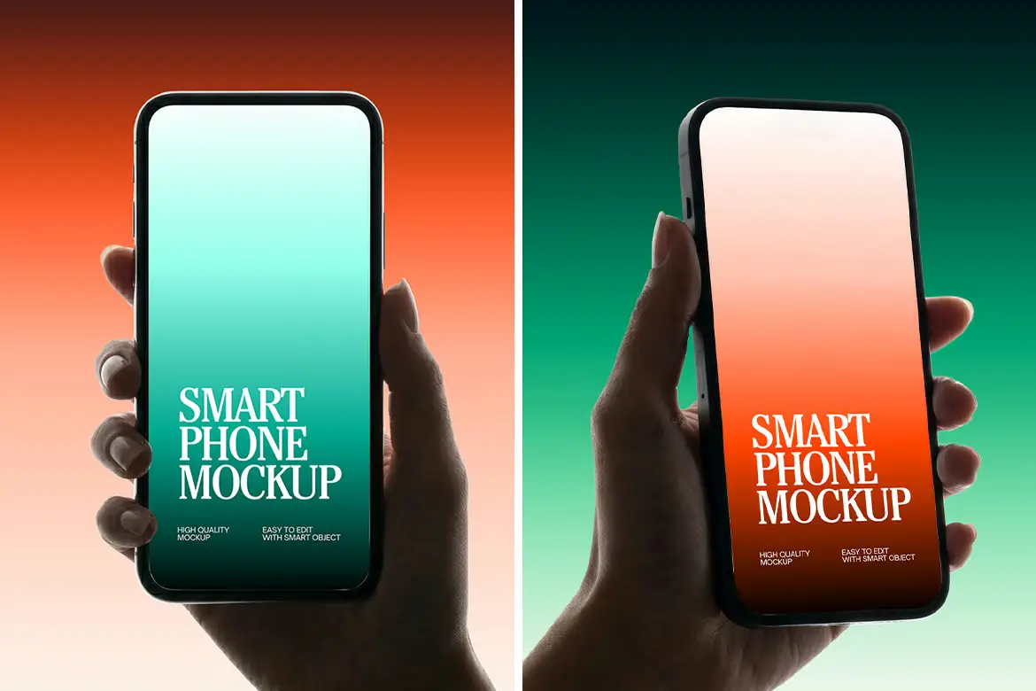 手持智能手机样机PSD模板 Hand Holding Smartphone Mockup