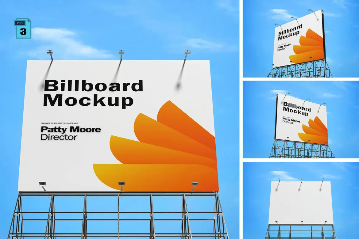 户外广告牌样机PSD模板 Outdoor Billboard Mockup