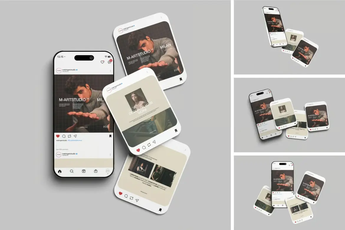 高品质优雅Instagram社交媒体样机PSD模板 High Quality Elegant Instagram Social Media Mockup