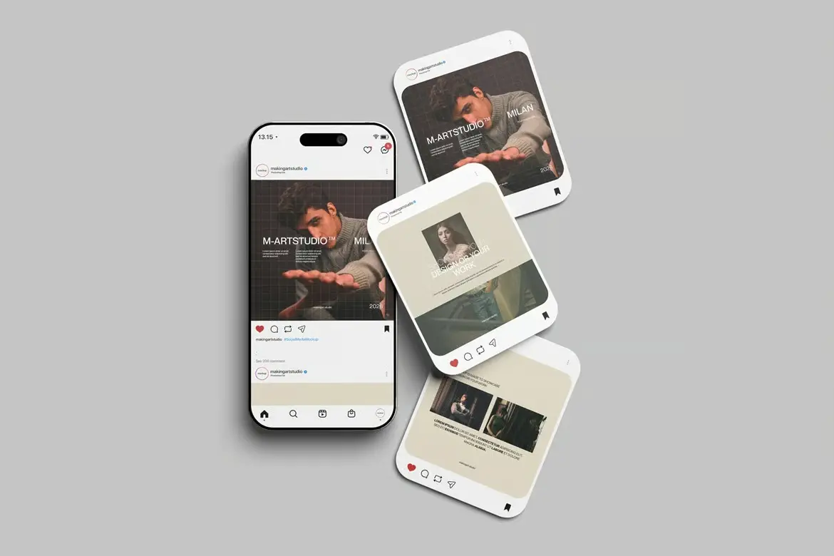 高品质优雅Instagram社交媒体样机PSD模板 High Quality Elegant Instagram Social Media Mockup