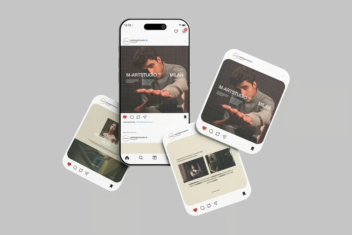 高品质优雅Instagram社交媒体样机PSD模板 High Quality Elegant Instagram Social Media Mockup
