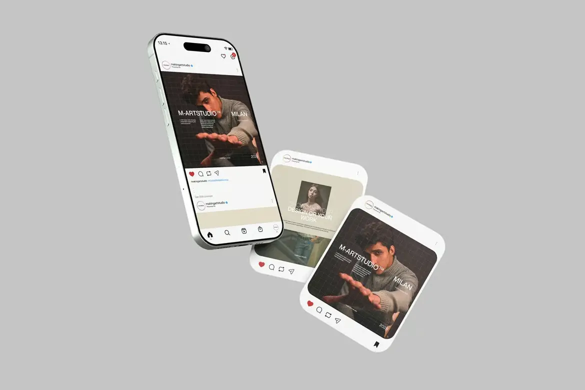 高品质优雅Instagram社交媒体样机PSD模板 High Quality Elegant Instagram Social Media Mockup