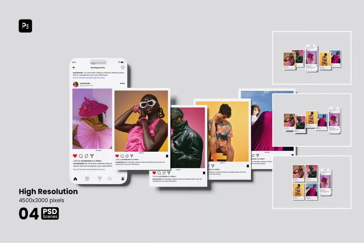 社交媒体样机PSD模板 Social Media Mockup