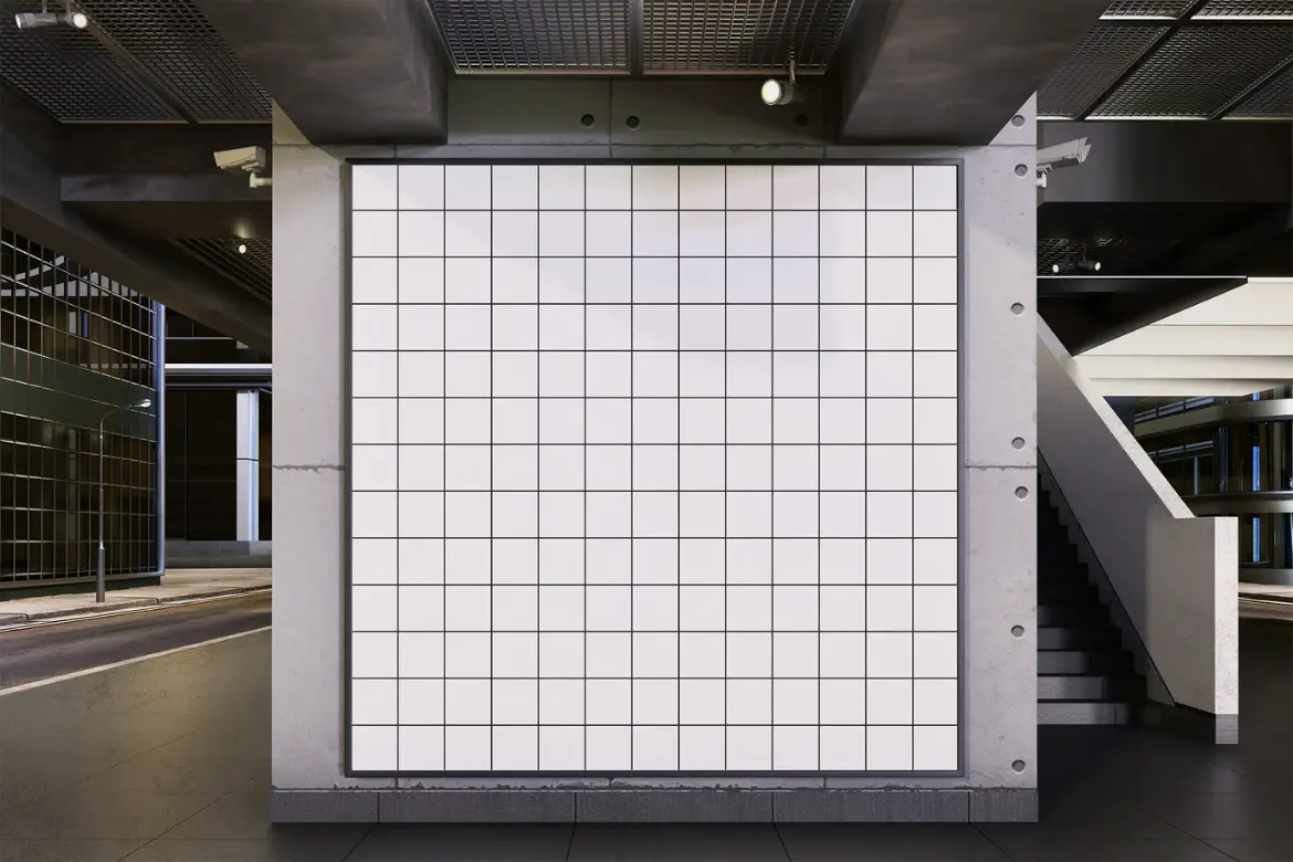 桥下墙面品牌样机PSD模板 Under The Bridge Wall Branding Mockup