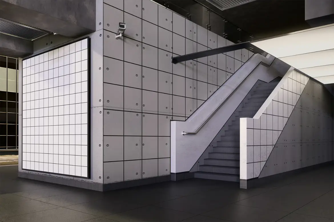 桥下墙面品牌样机PSD模板 Under The Bridge Wall Branding Mockup