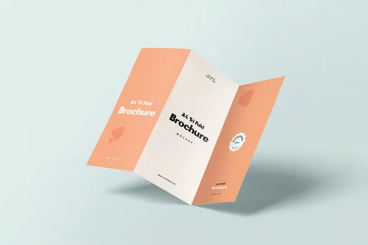 三折页宣传册样机PSD模板 Tri Fold Brochure Mockups