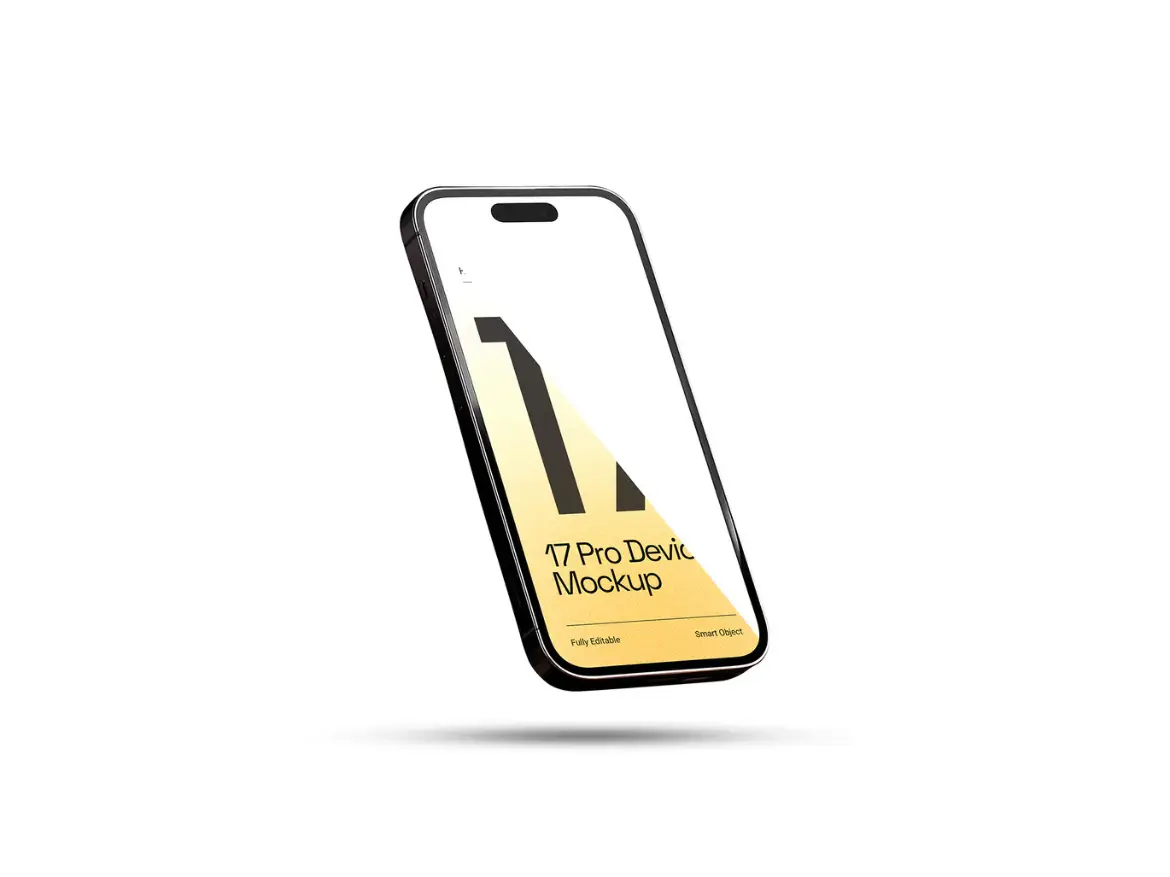 iPhone 17 Pro 智能手机屏幕样机套装 PSD 模板 iPhone 17 Pro Smartphone Screen Mockup Set