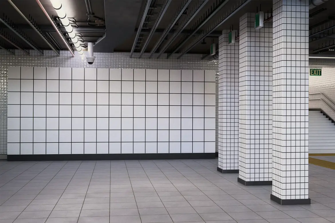 地铁休息室品牌样机PSD模板 Subway Lounge Branding Mockup