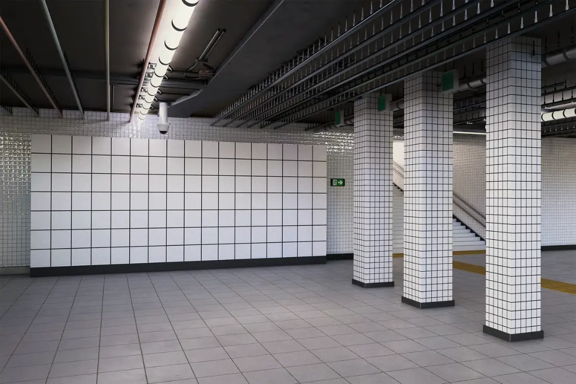 地铁休息室品牌样机PSD模板 Subway Lounge Branding Mockup