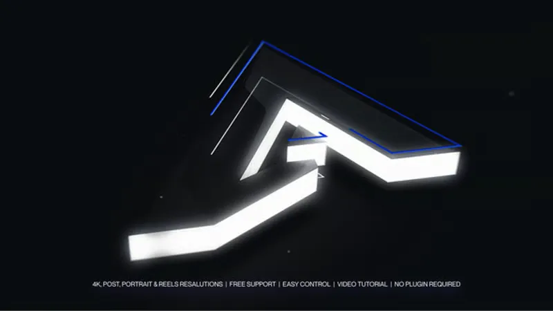 现代3D发光光轨Logo展示AE模板 Modern 3D Logo Reveal with Glowing Light Trails