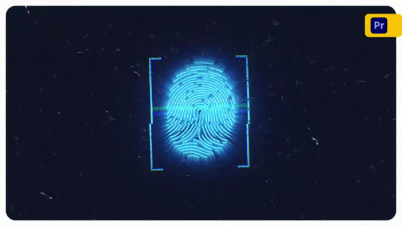 未来科技故障指纹扫描Logo展示PR模板 Futuristic Glitch Biometric Scan Logo Reveal