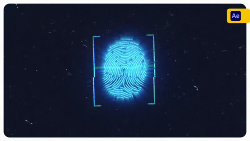 数字故障指纹扫描Logo展示AE模板 Digital Glitch Biometric Scan Logo Reveal