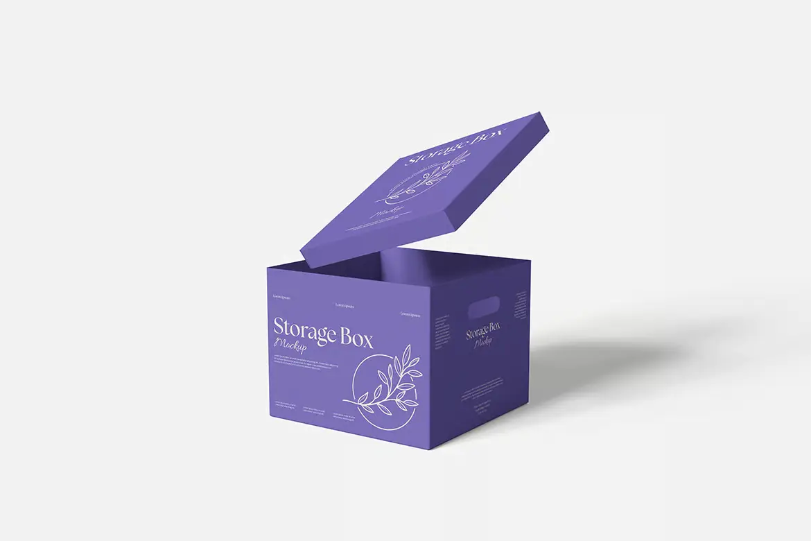 储物盒包装样机PSD模板 Storage Box Mockup Set for Packaging and Branding
