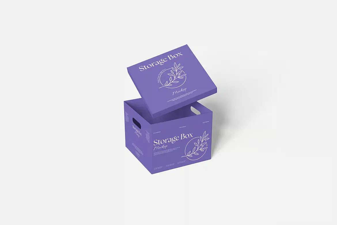储物盒包装样机PSD模板 Storage Box Mockup Set for Packaging and Branding