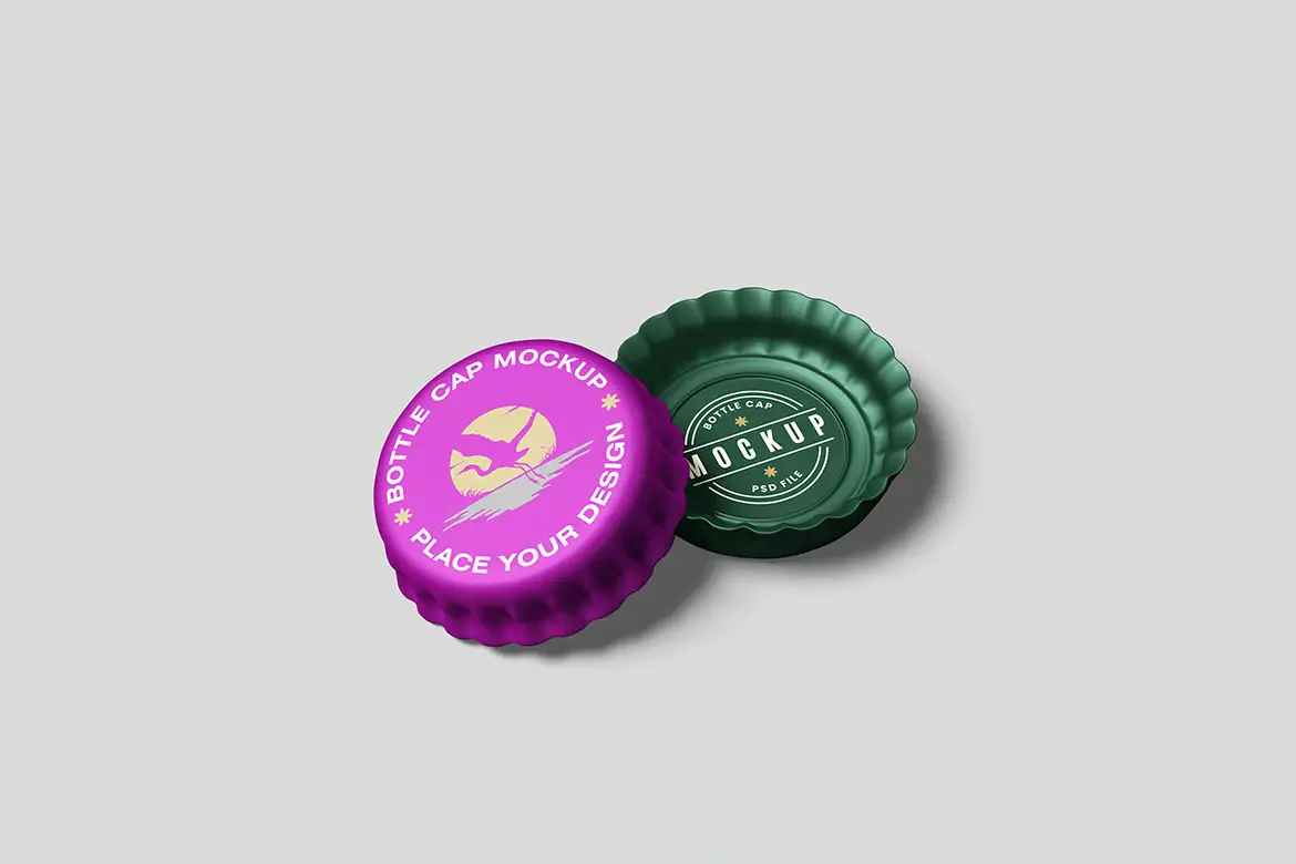 饮料瓶盖样机PSD模板 Bottle Cap Mockup Set – for Beverage Packaging