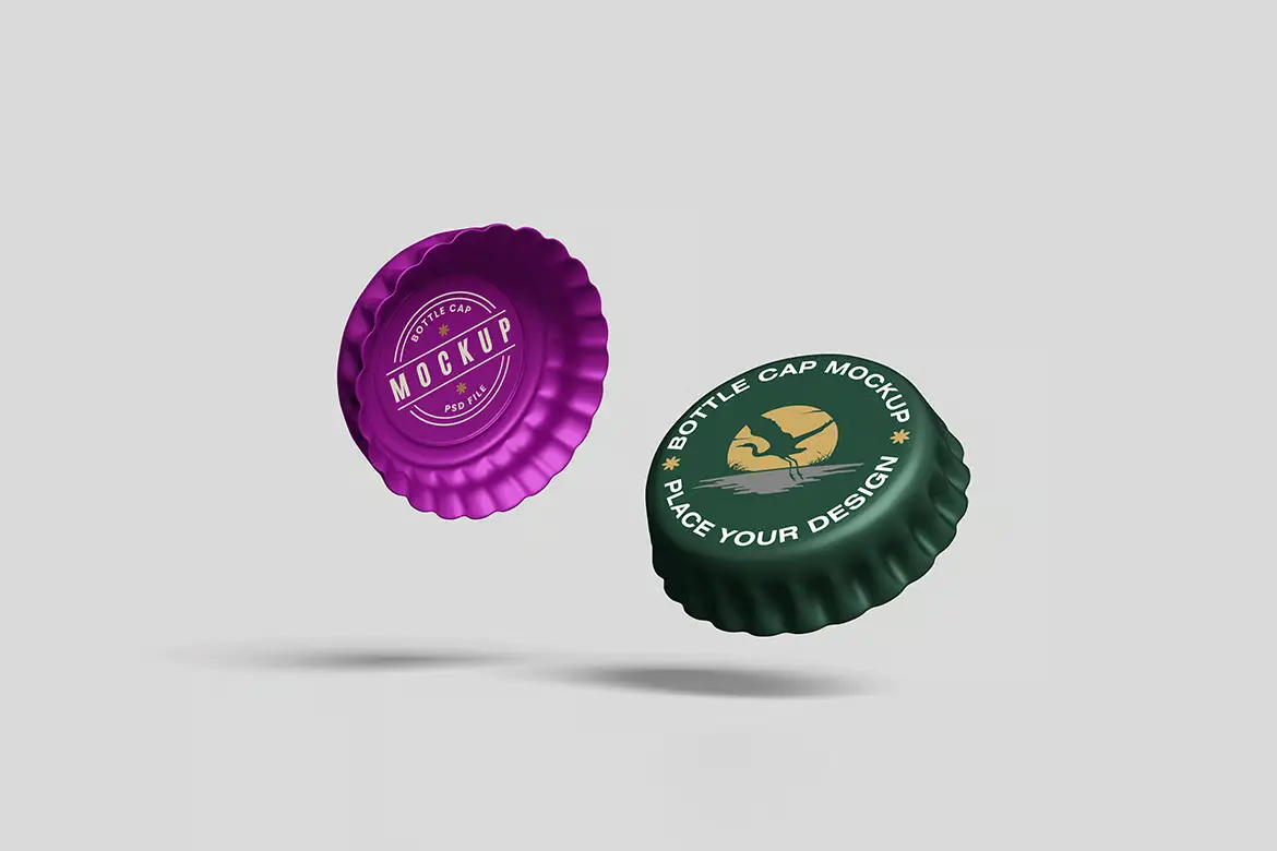 饮料瓶盖样机PSD模板 Bottle Cap Mockup Set – for Beverage Packaging