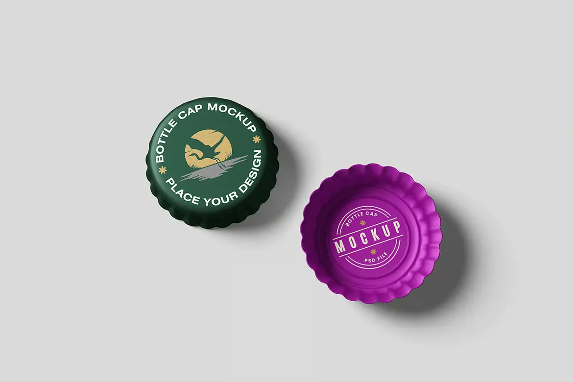 饮料瓶盖样机PSD模板 Bottle Cap Mockup Set – for Beverage Packaging