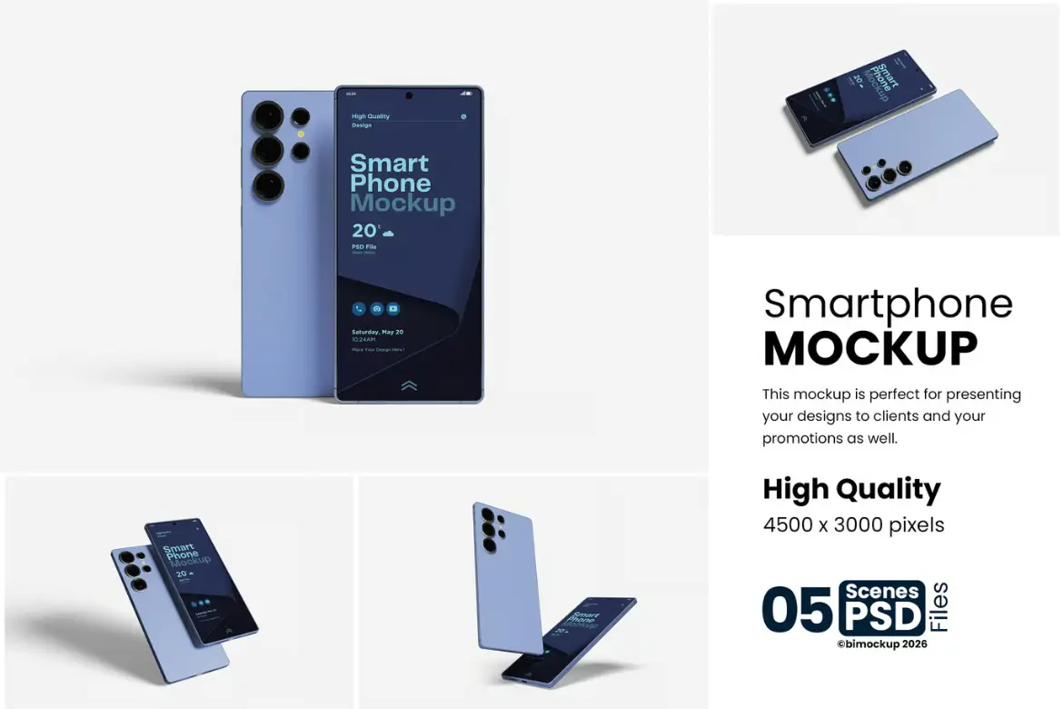 智能手机样机PSD模板 Smartphone Mockup Set for App and UI Presentation