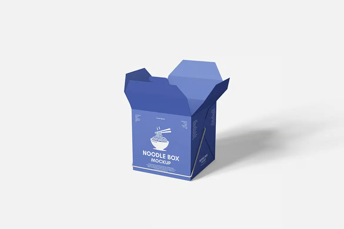 面条外卖盒样机PSD模板 Noodle Box Mockup Set for Food Packaging