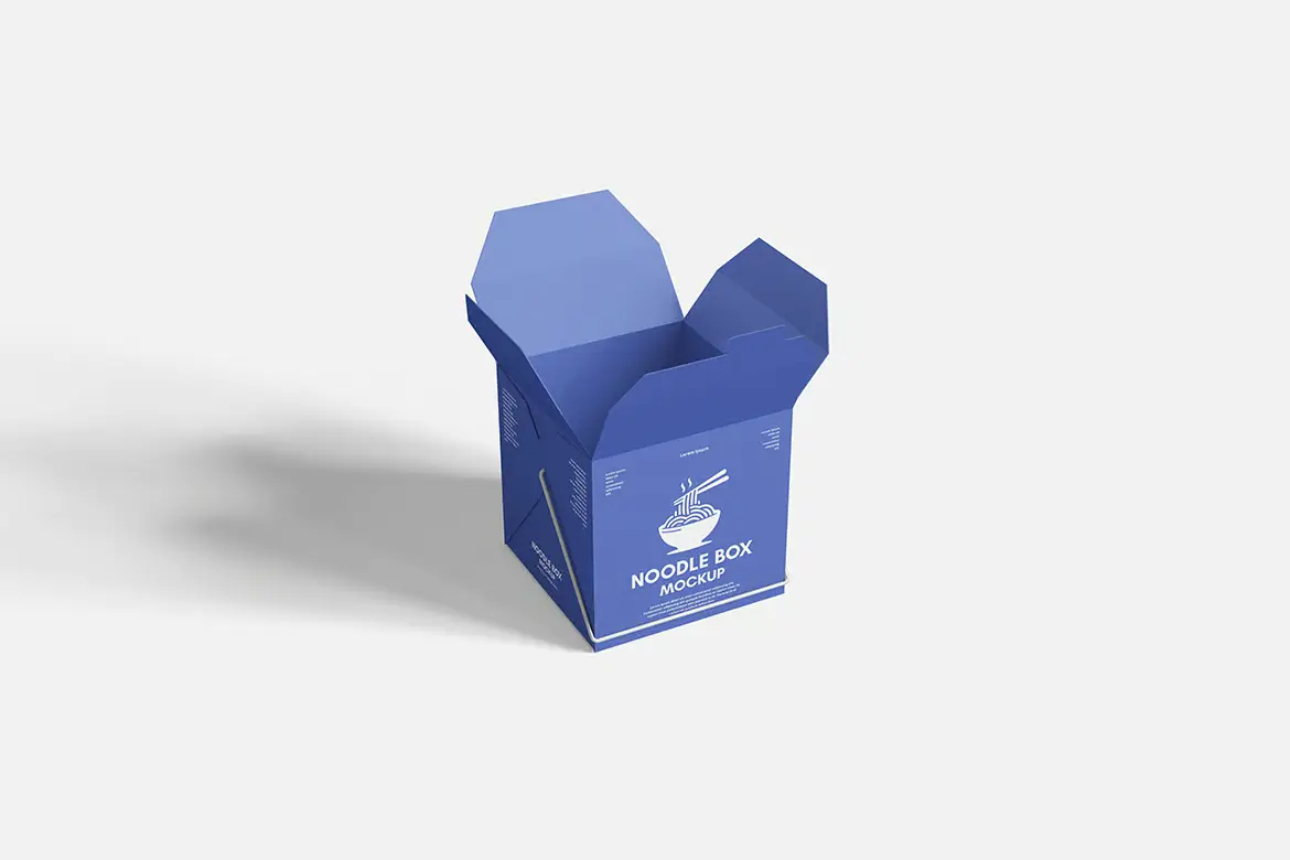 面条外卖盒样机PSD模板 Noodle Box Mockup Set for Food Packaging