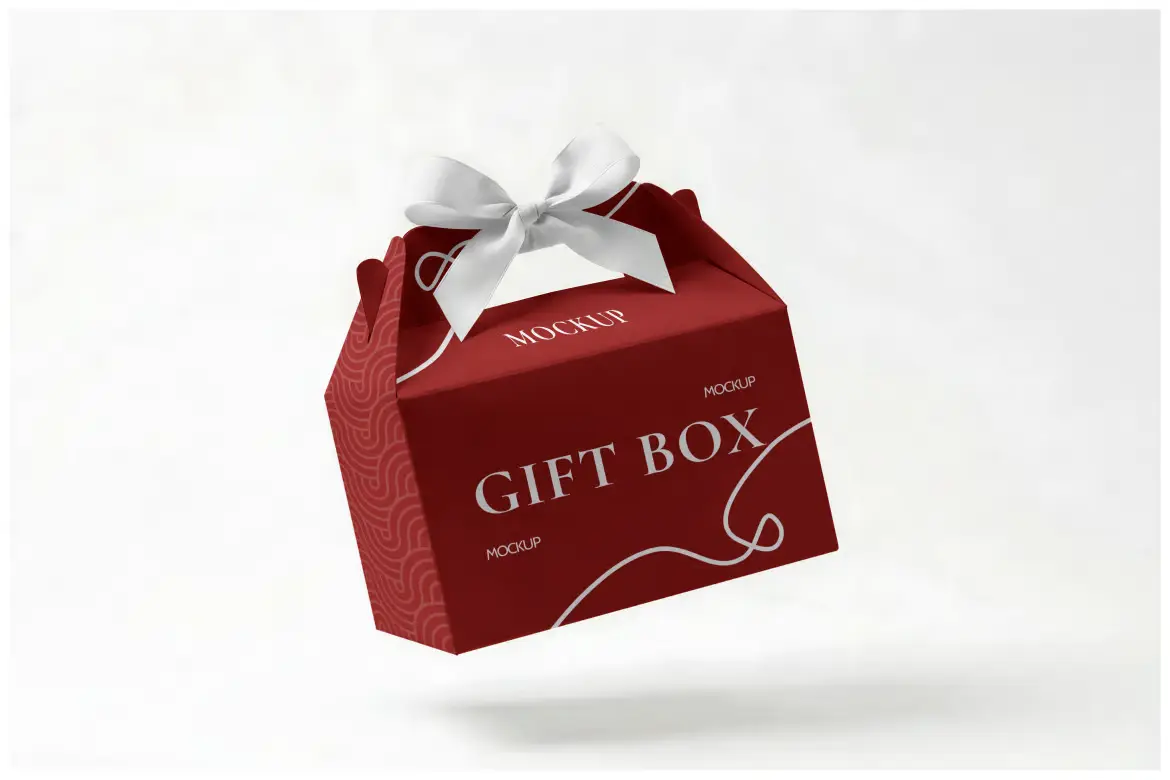 山形礼品盒样机PSD模板 Gable Gift Box Mockup