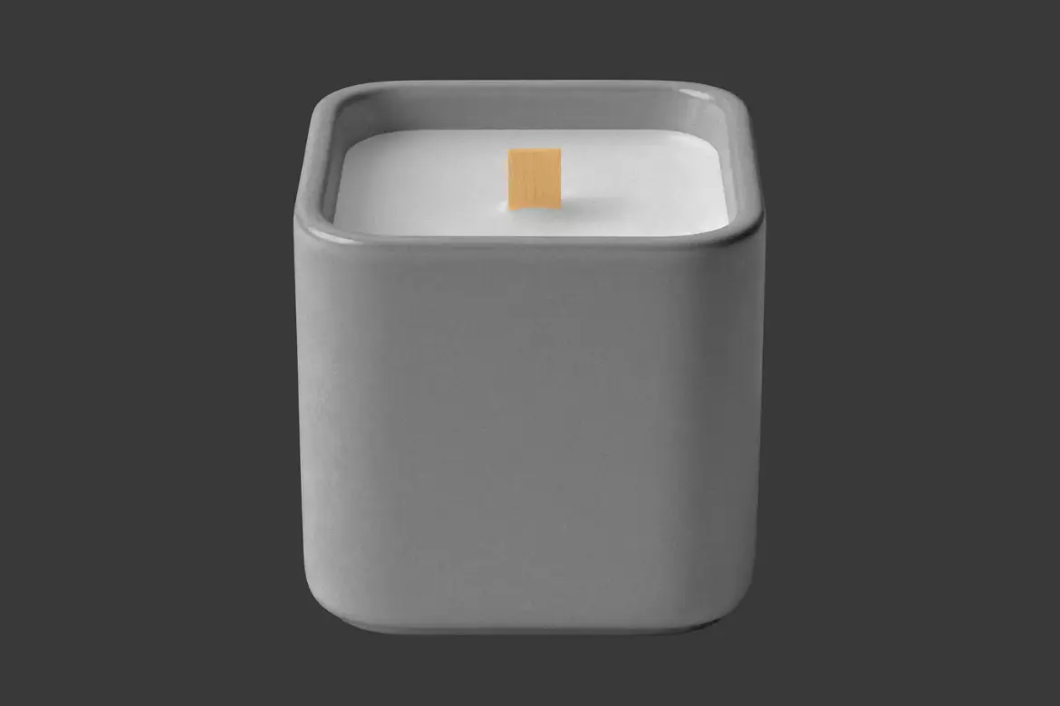 方形陶瓷蜡烛样机PSD模板 Ceramic Candle Mockup with Square Holder