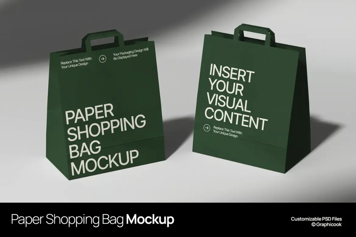 纸质购物袋样机PSD模板 Paper Shopping Bag Mockup
