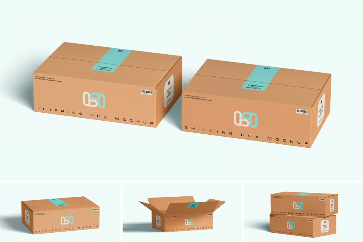 快递纸箱样机PSD模板 Box Mockup