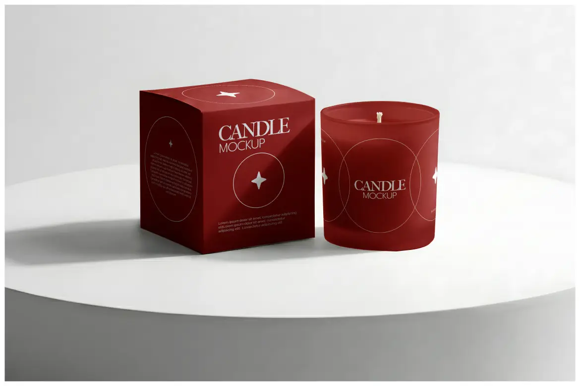 蜡烛礼盒样机PSD模板 Candle Box Mockup