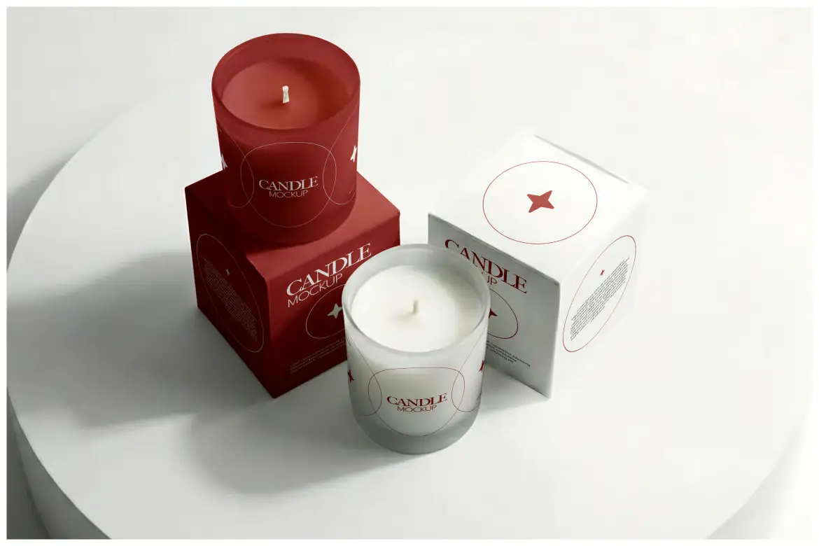 蜡烛礼盒样机PSD模板 Candle Box Mockup