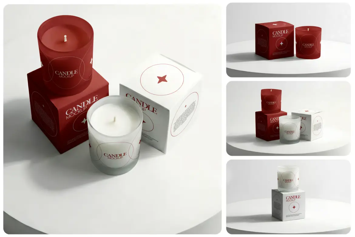 蜡烛礼盒样机PSD模板 Candle Box Mockup
