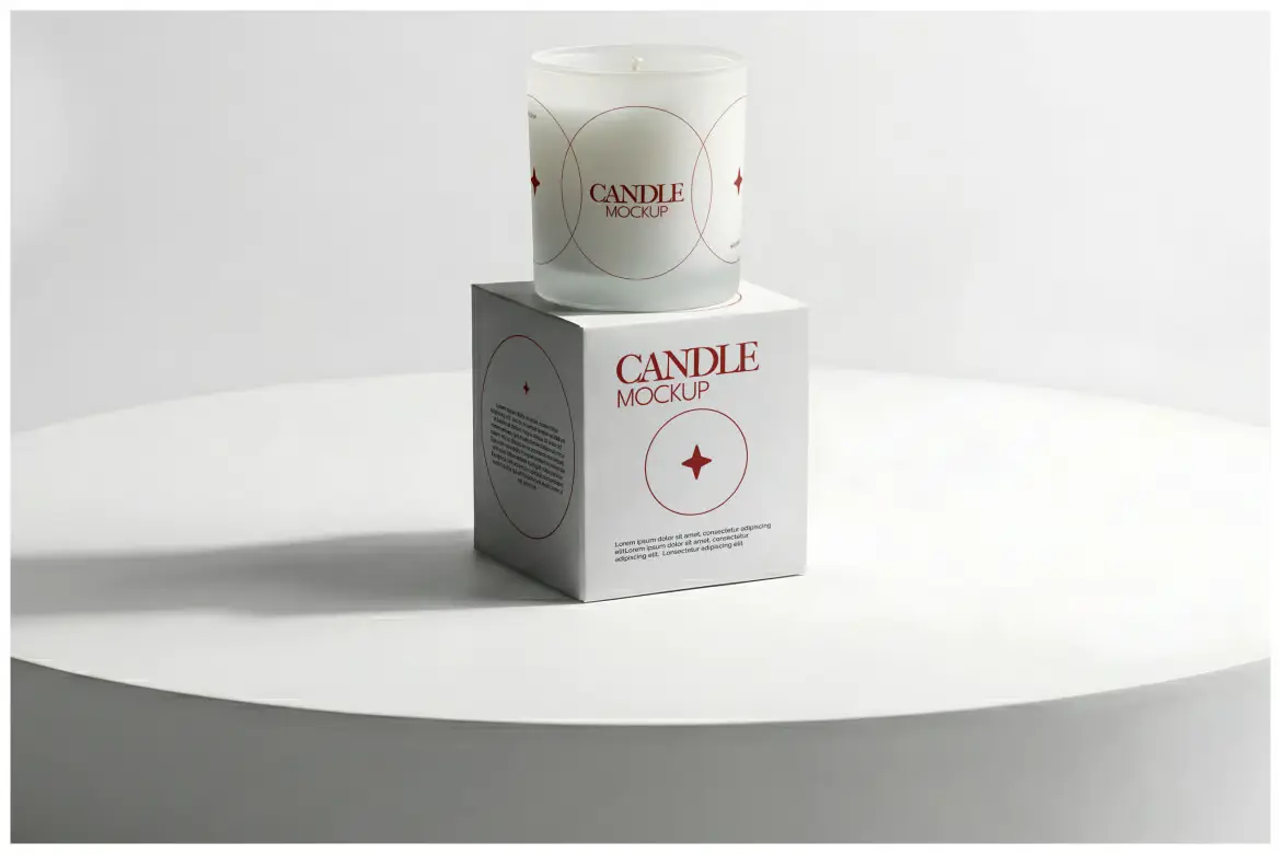 蜡烛礼盒样机PSD模板 Candle Box Mockup
