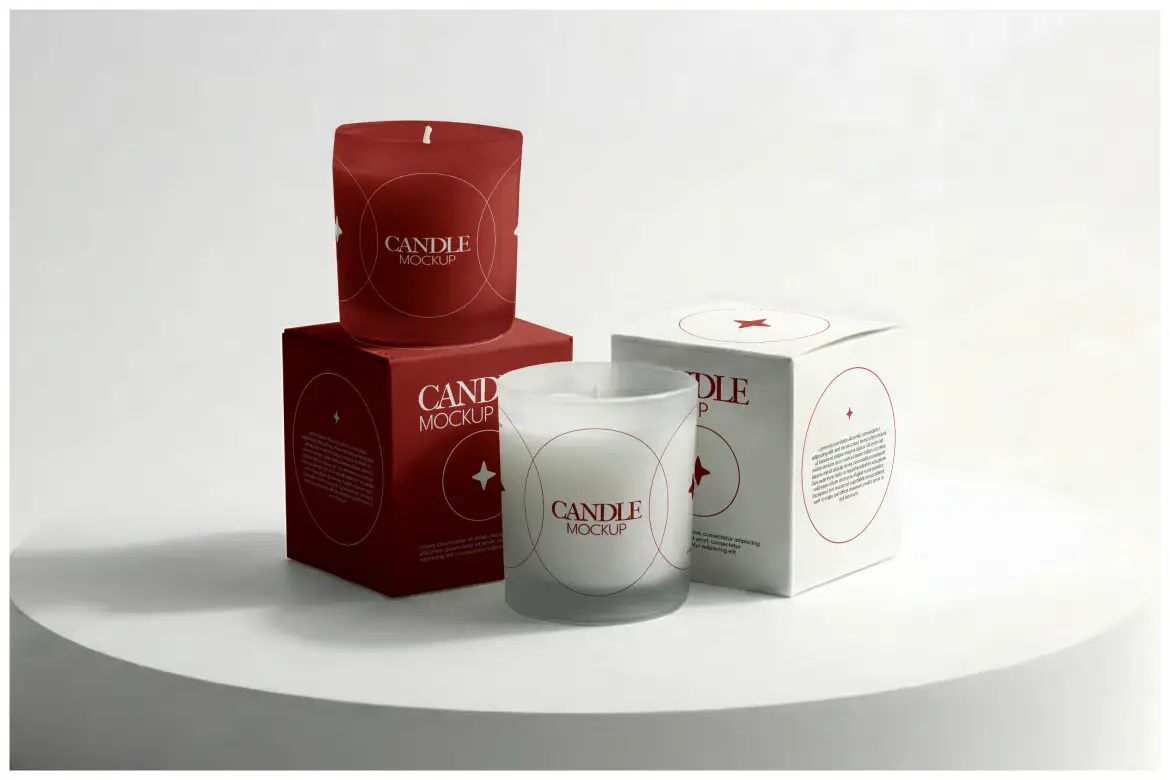 蜡烛礼盒样机PSD模板 Candle Box Mockup