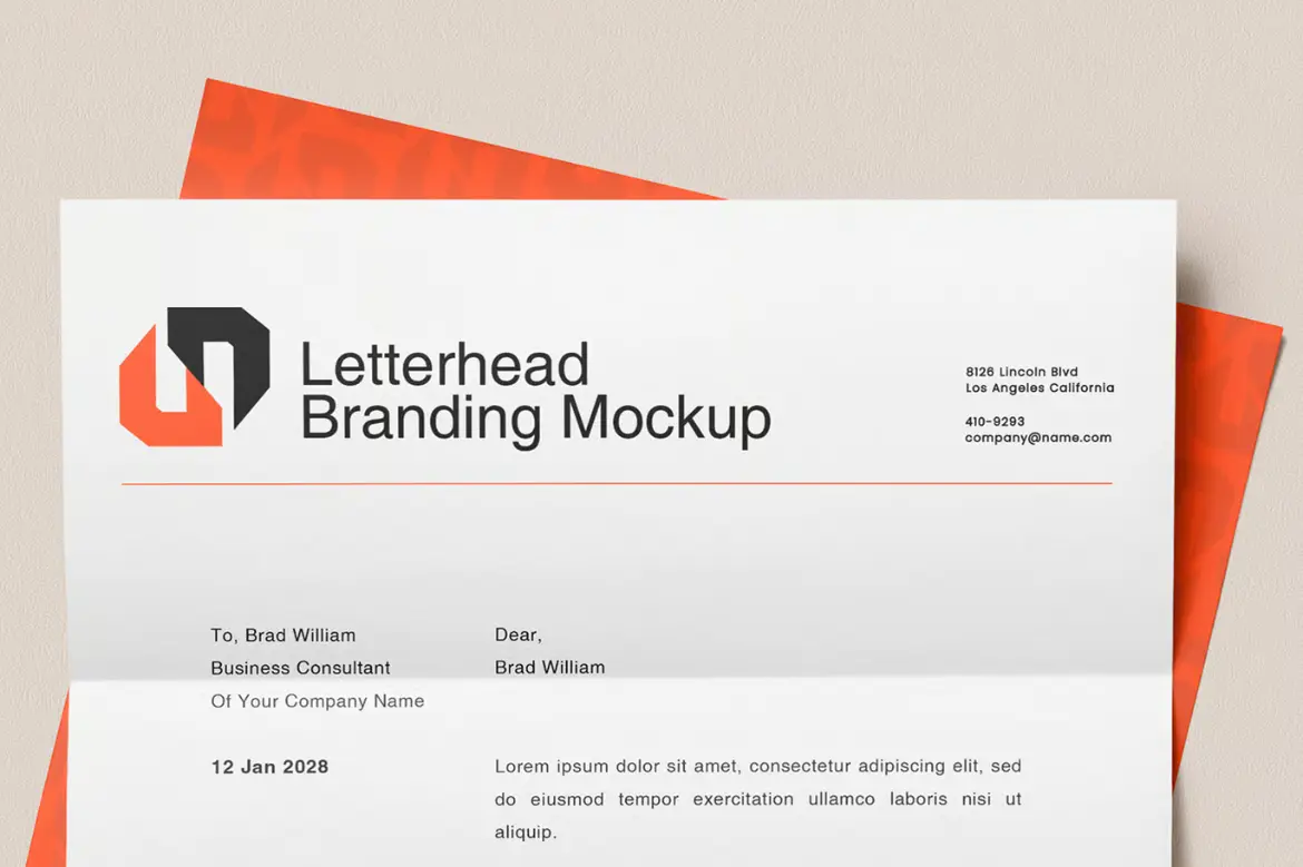 信纸样机PSD模板 Letterhead Mockup