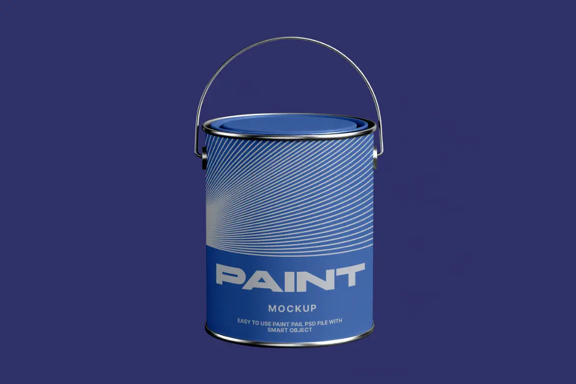 金属提手油漆罐样机PSD模板 Paint Can Mockup with Metal Handle